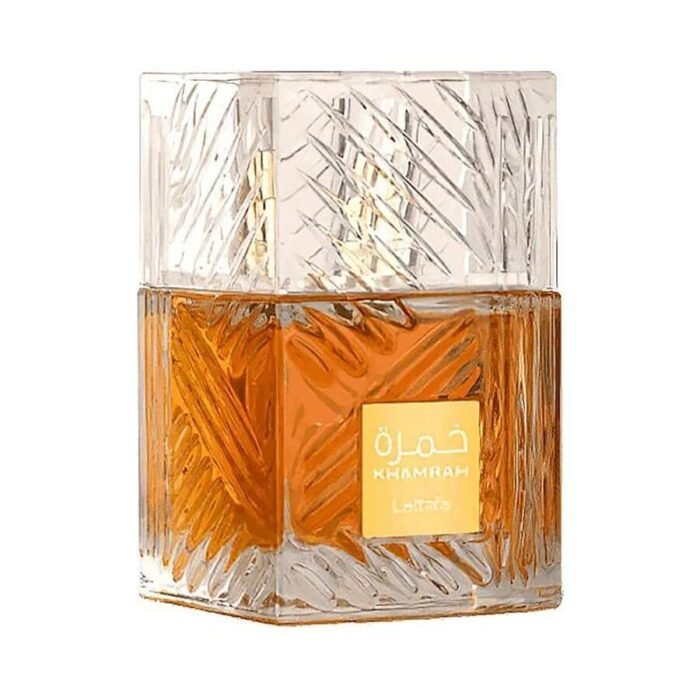 Lattafa Khamrah perfume bottle against a white background, available at Ferrari Centre Qatar's online store.