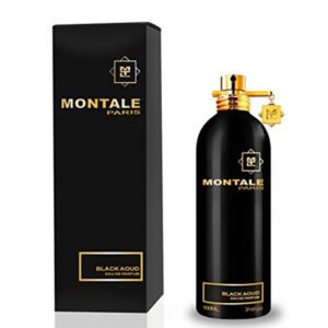 Montale Black Aoud perfume bottle against a white background.