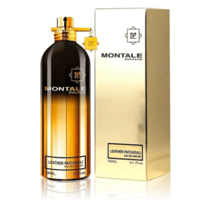 Montale Leather Patchouli perfume bottle against a white background.