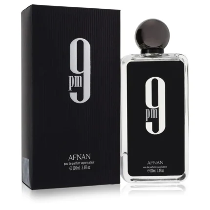 Bottle of Afnan 9pm fragrance on a white background