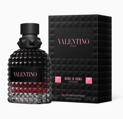 Valentino Uomo Born In Roma EDP Intense perfume bottle against a white background.