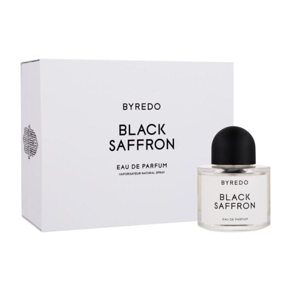 Byredo Black Saffron perfume bottle against a white background.