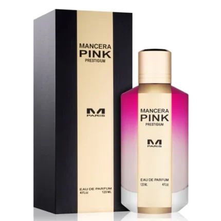 Mancera Pink Prestigium perfume bottle against a white background.