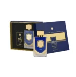 Lattafa Liam Blue Shine perfume bottle against a white background.