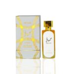 Lattafa Hayaati Gold Elixir EDP 100ML perfume bottle against a white background.