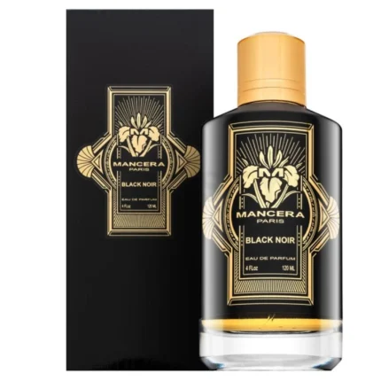 Bottle of Mancera Black Noir fragrance for women and men, launched in 2023, available in Qatar.